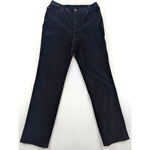 Newport News Jeanology Womens 16T Black Velvet Pants Tall Straight Leg Stretch